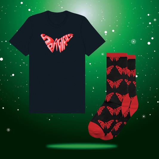 BLACK T-SHIRT + RED SOCK BUNDLE