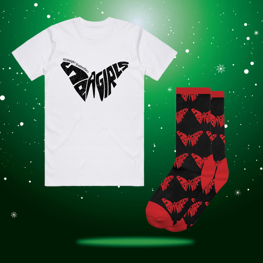 WHITE T-SHIRT + RED SOCK BUNDLE